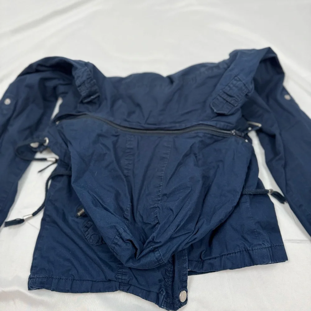 Snobbish Collection Hooded Women's M Navy Utility Jacket Anorak Coat - Picture 6 of 6